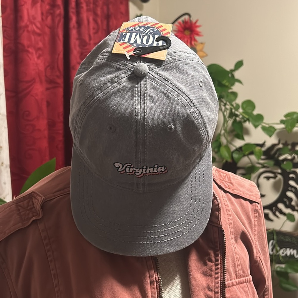 🆕Homefree Grey Adjustable Baseball Cap With The State Virginia Logo NWT
